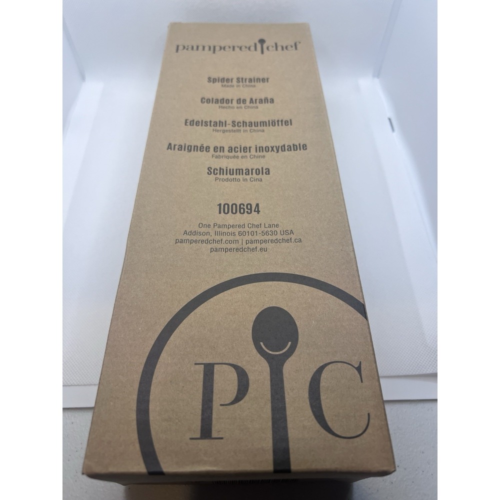 New Pampered Chef Spider Strainer Skimmer #100694 NIB Stainless Steel Utensil